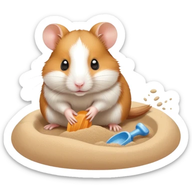 syrian hamster digging in a sand bath sticker