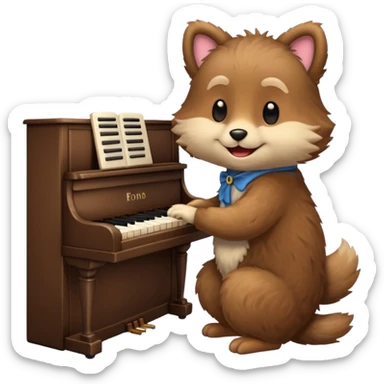animal playing piano sticker