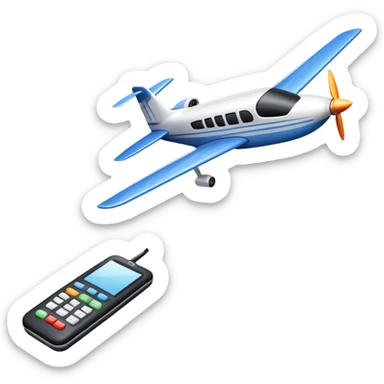 An icon featuring a remote-controlled model airplane soaring through the sky and clouds, with a detailed transmitter in the foreground. The sky is clear with motion lines showing flight. Transparent background emphasizes the precision, creativity, and joy of aeromodelling as a sport. sticker