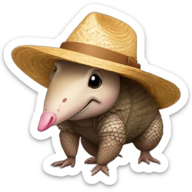 Armadillo with a straw hat sticker