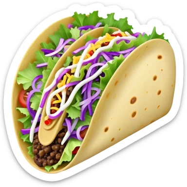 Purple taco with blue neon salad sticker