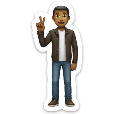 person standing and puting up 4 fingers sticker