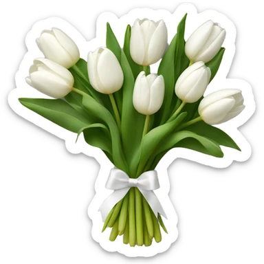 White tulips bouquet sticker