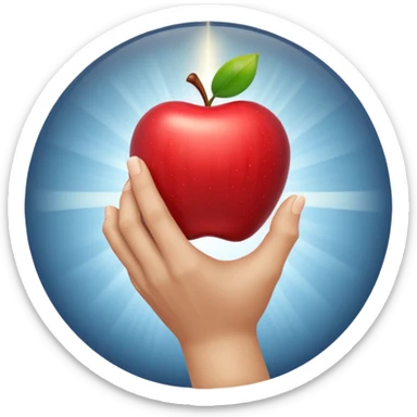 majestic hand with radiant light, symbolizing the 'finger of god', apple emoji style, no text sticker