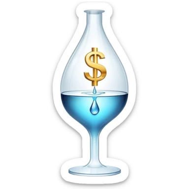 pipette positioned above a golden drop with a dollar sign inside the drop sticker