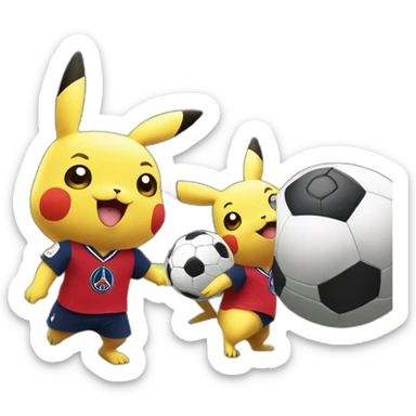 Pikachu playing soccer in psg team sticker