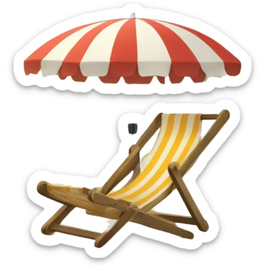 deckchair and umbrella at the beach sticker