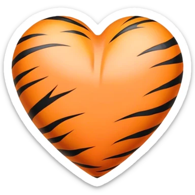 Heart with pin tiger stripes on peach sticker