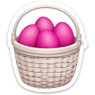 White basket with pink Easter eggs sticker