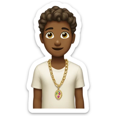 Brown -skinned boy with jewelry sticker