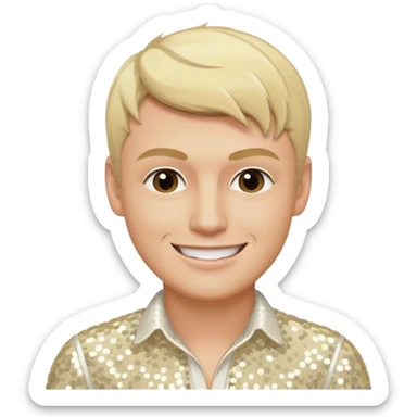 Nick Carter from Backstreet Boys with blonde hair, ivory sequin outfit sticker