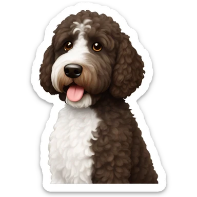 Black and￼ and brown bernadoodle with white on chest and dark brown Australian labradoodle with white on chest sticker