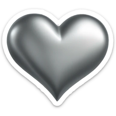 a metallic silver chrome heart sticker