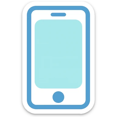 Smartphone icon, flat emoji style, outline with blue and turquoise colors, white background sticker