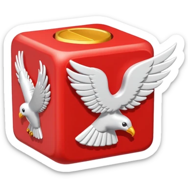 Red lucky block  with white wing sticker