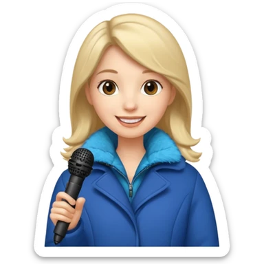 woman with winter clothes holding microphone sticker
