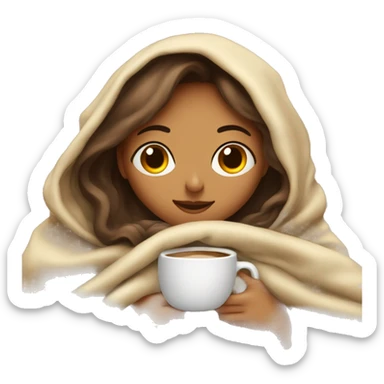 girl inside a blanket sipping coffee eyes closed sticker