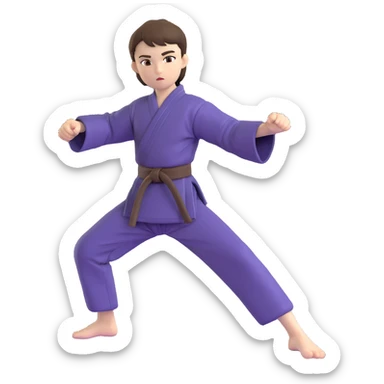 white skin adolescent with short brown hair and brown eyes practicing martial arts sticker