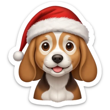 beagle wearing santa hat sticker