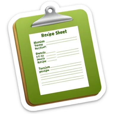 Small icon emoji of recipe sheet, minimum details, green #36a767 main color sticker
