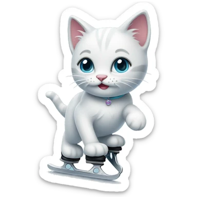 Ice-skating kitty sticker