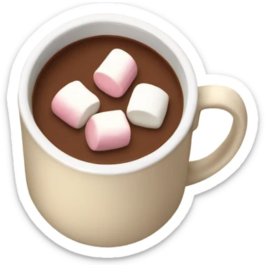 Light beige mug of hot chocolate with marshmallows  sticker