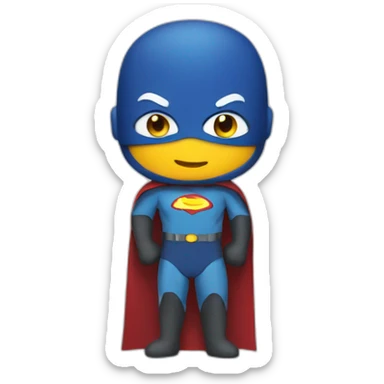 person at computer dressed as superhero sticker