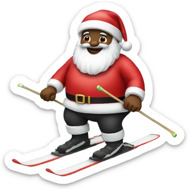 Pregnant black santa on skis sticker