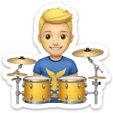 drummer with yellow skin at drum kit sticker