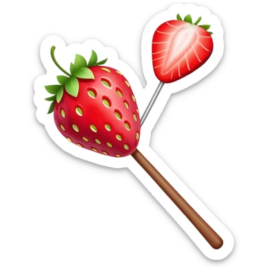 strawberry tanghulu on a wooden stick with shiny sugar coating sticker