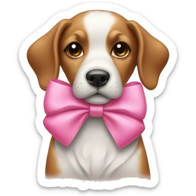 Dog with a pink bow sticker