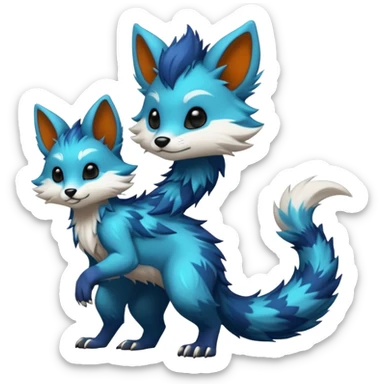 Cool randomly-colored chibi furry anthropomorphic fantasy-Vernid-creature by LiLaiRa with a long tufted tail with edgy markings (full body) sticker