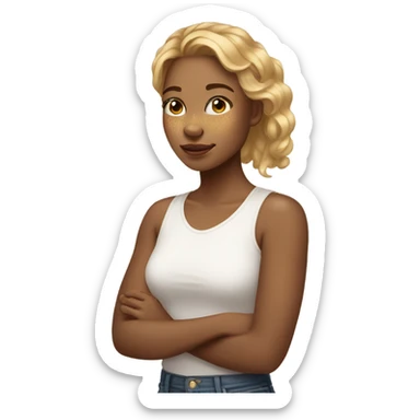 a pretty girl who is honey blonde with some freckles and light eye bags sticker