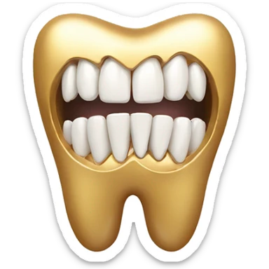 Teeth with gold jewellery between them  sticker