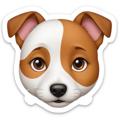 Jack Russell terrier. All white fur. Brown spot on left eye and left ear sticker