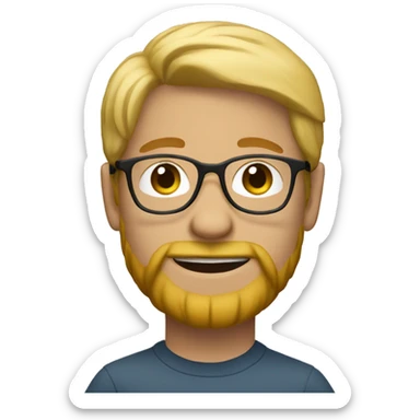 Create a young person with blond hair, glasses, and a beard sticker