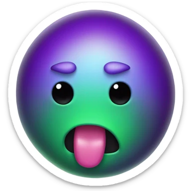 A slime emoji, that is green, purple, and black. The green color brings the slime. And the emojis tongue sticking out and one eye closed simulating a winky face sticker
