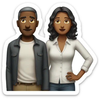 Shrugging man and woman standing next to each other sticker