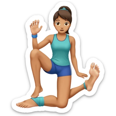 A women doing fot rehab, pressing her big toe against a wall  sticker