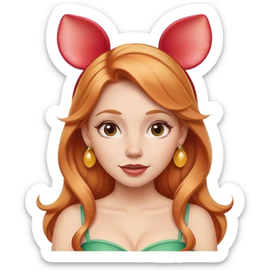 Strawberry blonde woman with Disney ears sticker