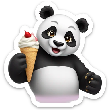 Panda eating ice cream sticker