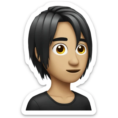 Emo emoji with a tellum hair cut  sticker