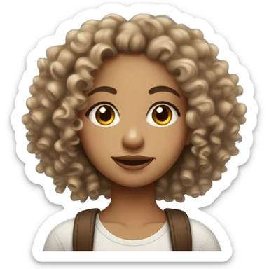 curly haired lightskin girl with brown eyes and a septum piercing sticker