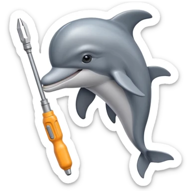 Dolphin with a screwdriver  sticker