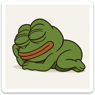 create a pepe sleeping, white background sticker