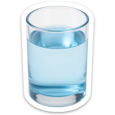 glass of water with reflections, skeuomorphism icon style sticker