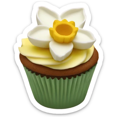 beautifully decorated daffodil cupcake sticker