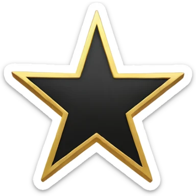 A black star with a gold outline sticker