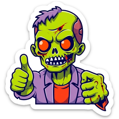 zombie giving thumbs up gesture sticker