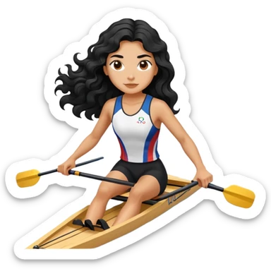 girl with long black wavy hair rowing in Olympic sport sticker